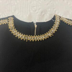 White House Black Market Black Beaded Top Size M